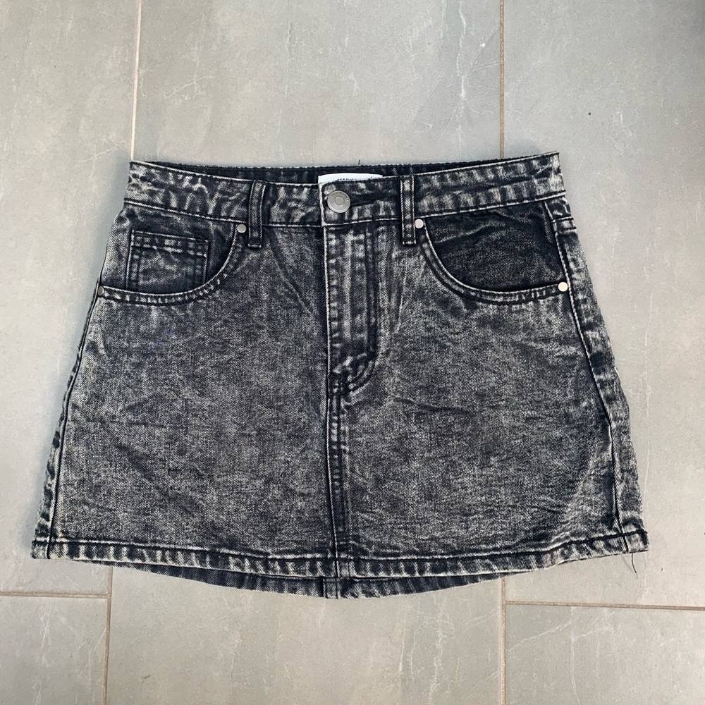 Black denim skirt